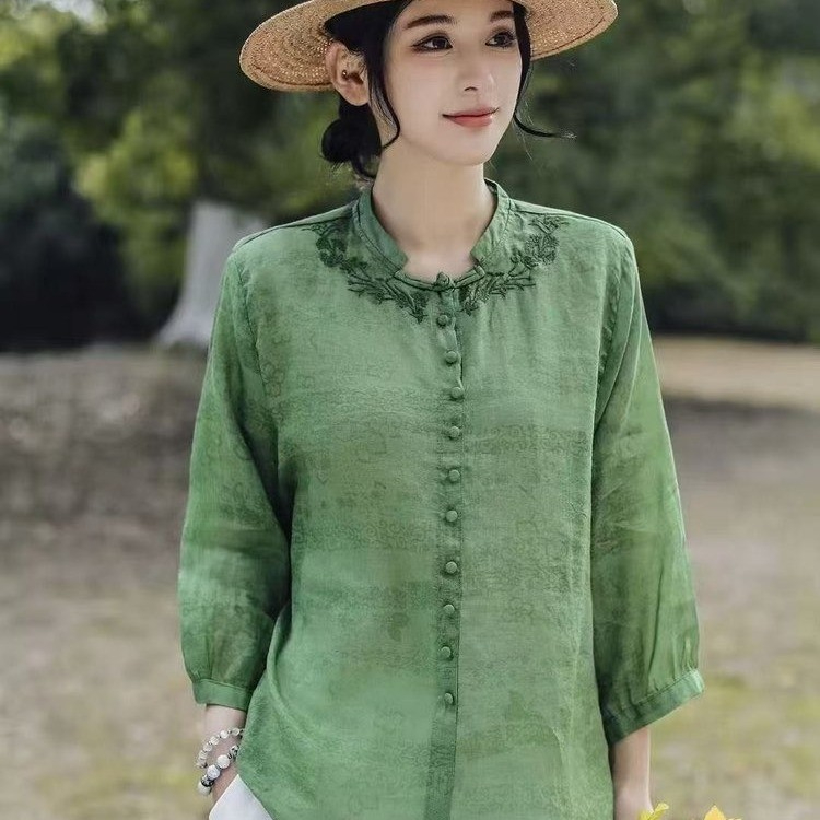 Embroidery Pashmina - Zarif Harajuku Slim Fit Kadın Gevşek