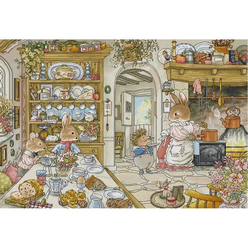 Embroidery Kurta Men - Tavşanın mutfak karikatür hayvan desen çapraz