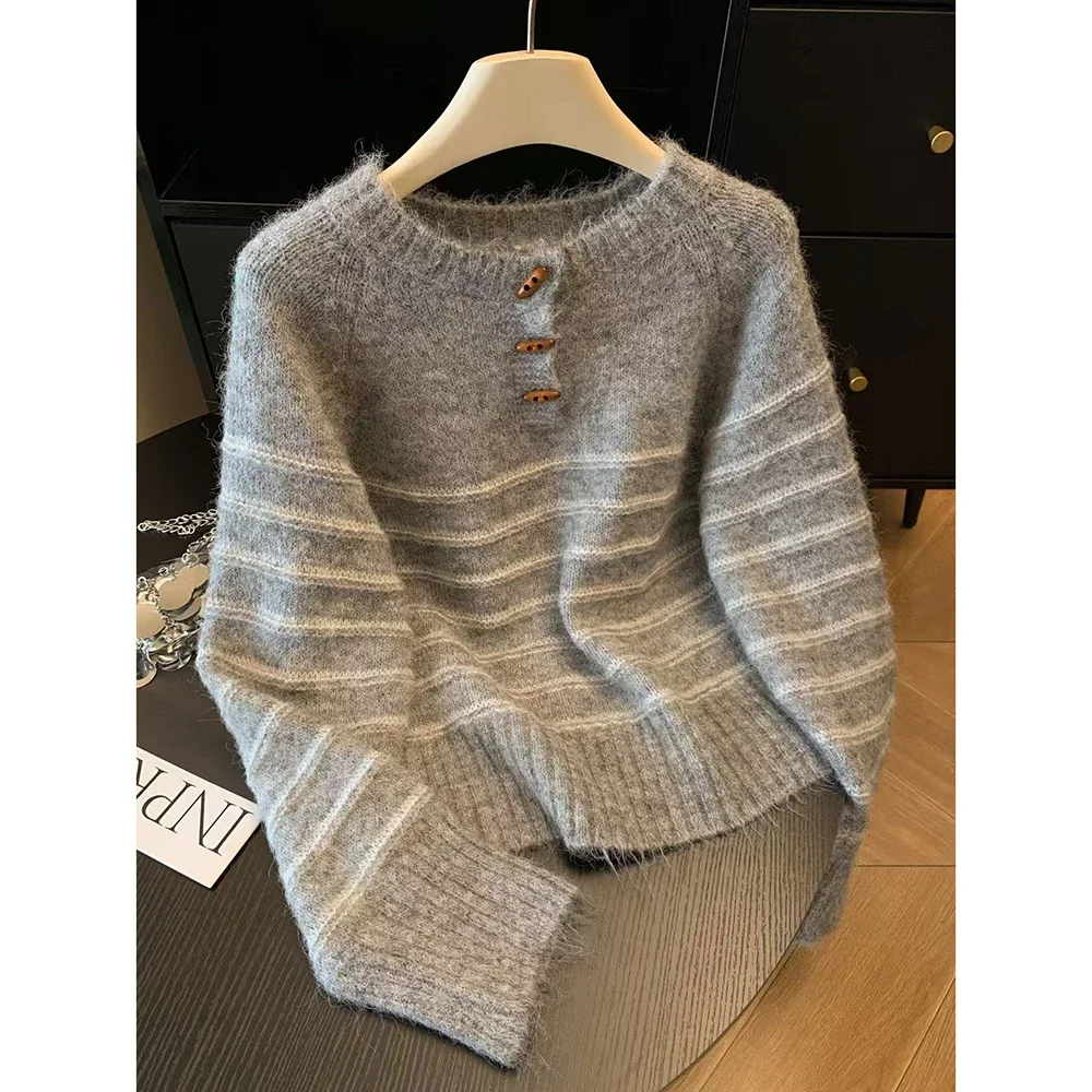 Embroidery A - Sonbahar Kış Kadın Çizgili Yün Kaşmir
