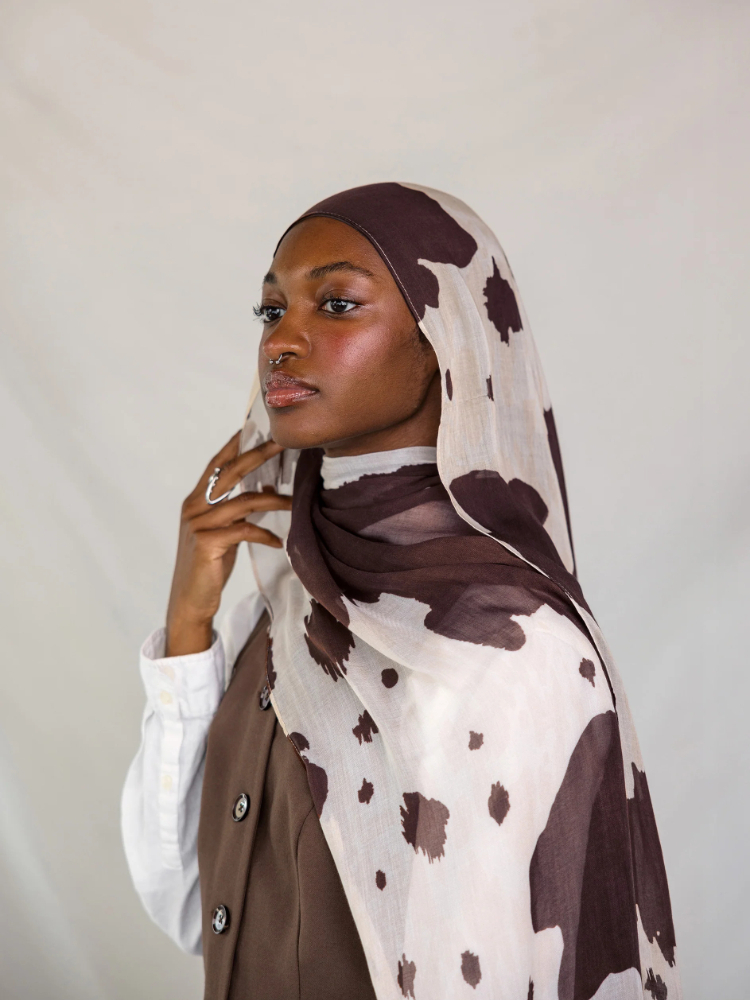 Embroidery Hijab - Yeni Çift Taraflı Baskılı Modal Eşarp