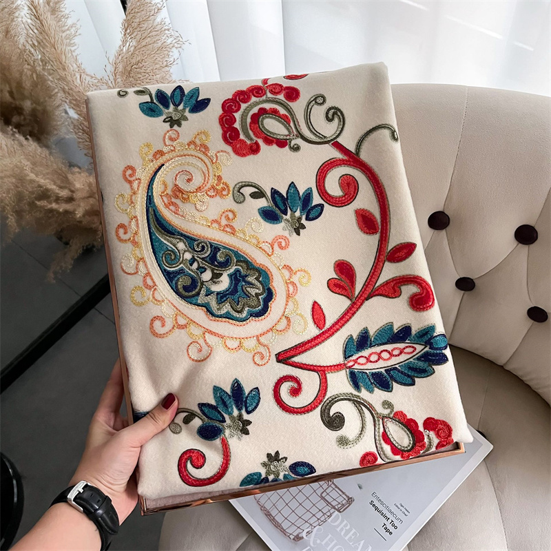 Embroidery Pashmina - 2024 moda eşarp kış kalın şal