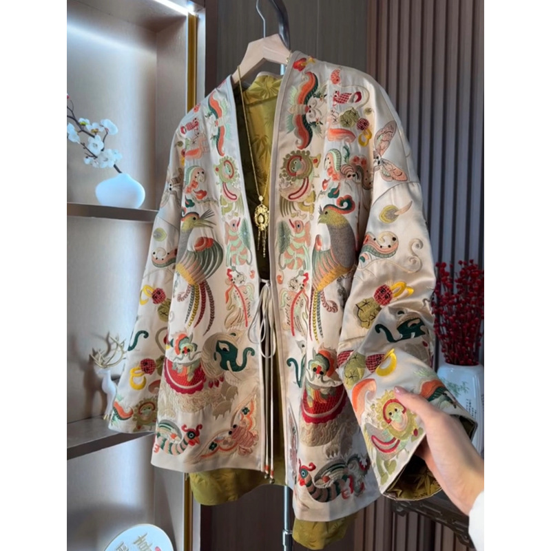 Embroidery A - Yeni Çin Tarzı Kimono Hırka Ceket