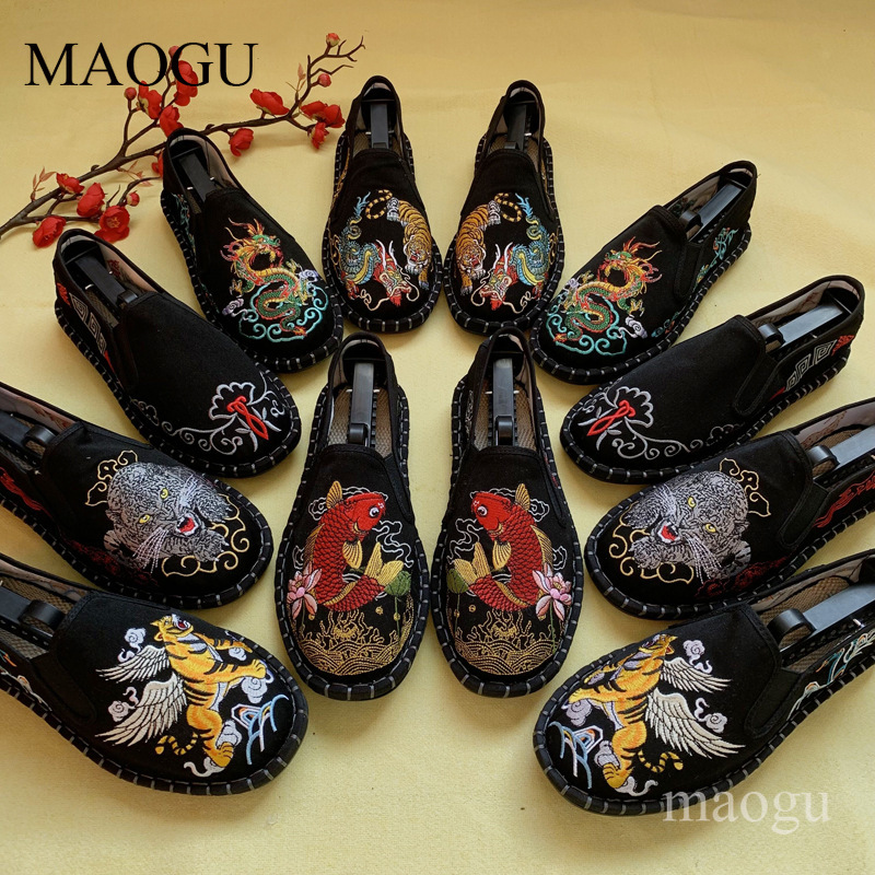 Embroidery Pattern - Unisex Çin Tarzı Nakışlı Slip-On Ayakkabılar