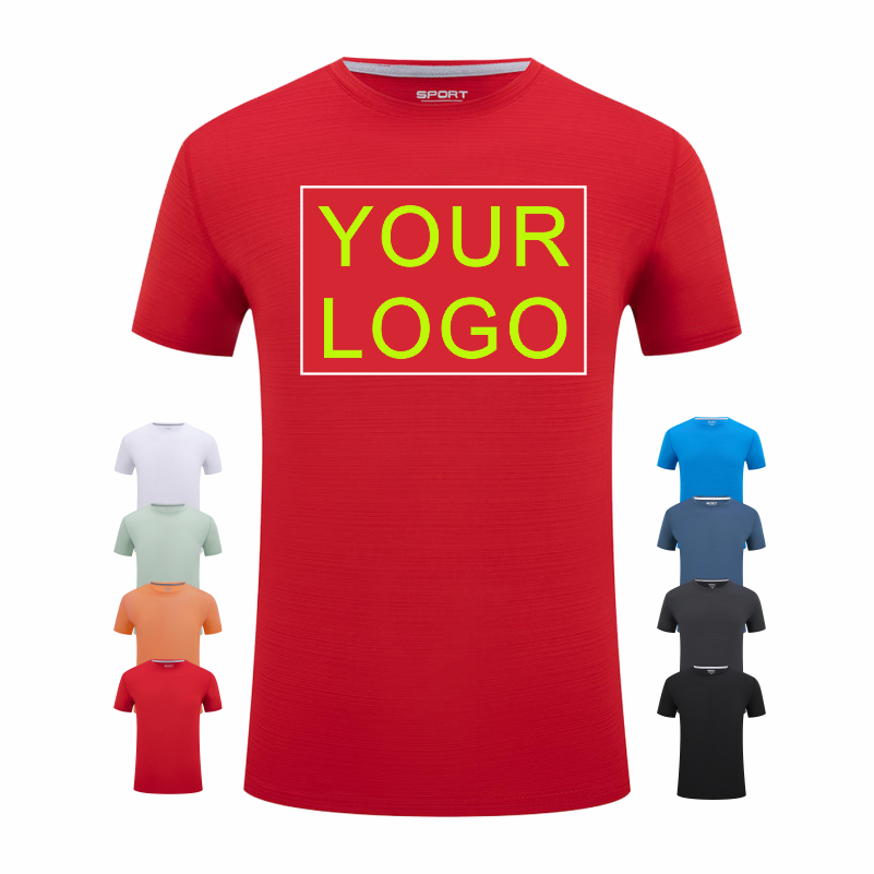Embroidery Men Shirt - LOGO Özelleştirilmiş Yuvarlak Yaka Kısa Kollu