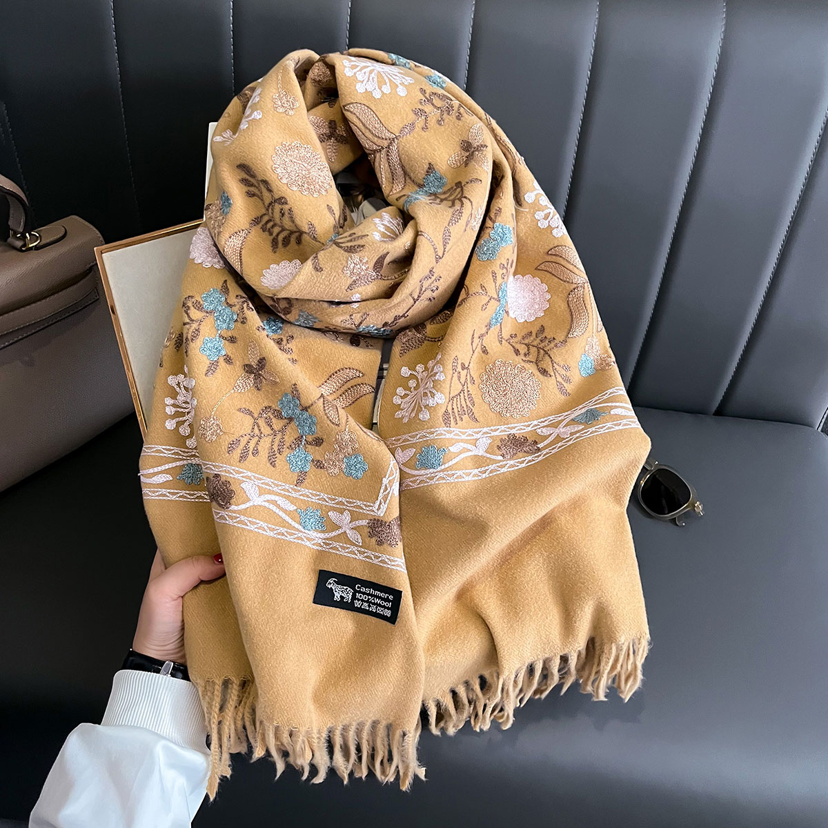 Yeni Kış Sıcak Kaşmir Eşarp Ka - Embroidery Pashmina incelemesi ve fiyatı