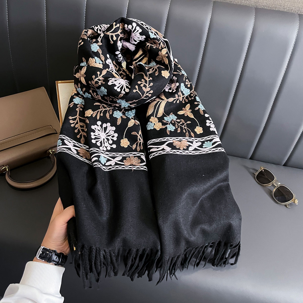 Yeni Kış Sıcak Kaşmir Eşarp Ka - Embroidery Pashmina incelemesi ve fiyatı
