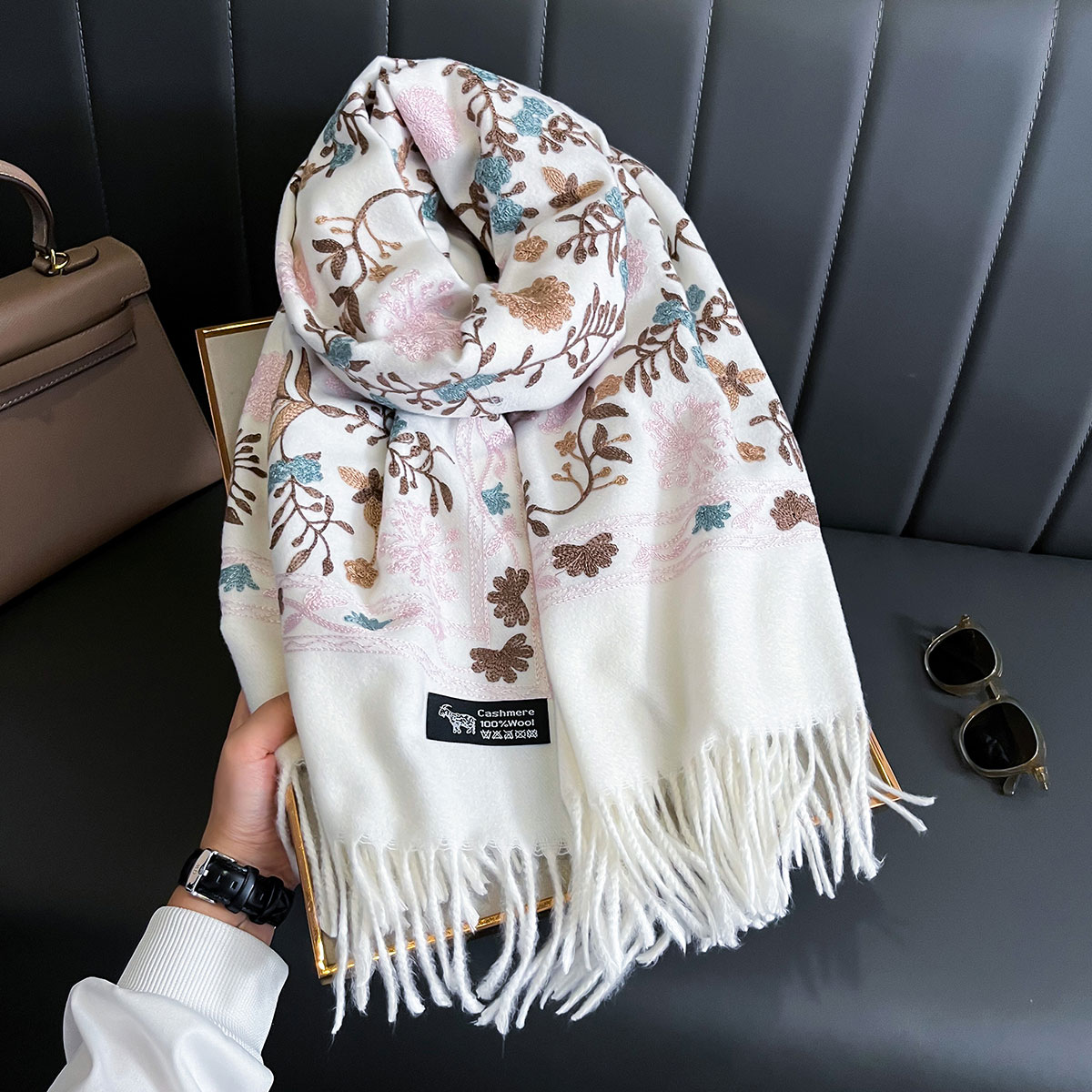 Yeni Kış Sıcak Kaşmir Eşarp Ka - Embroidery Pashmina incelemesi ve fiyatı