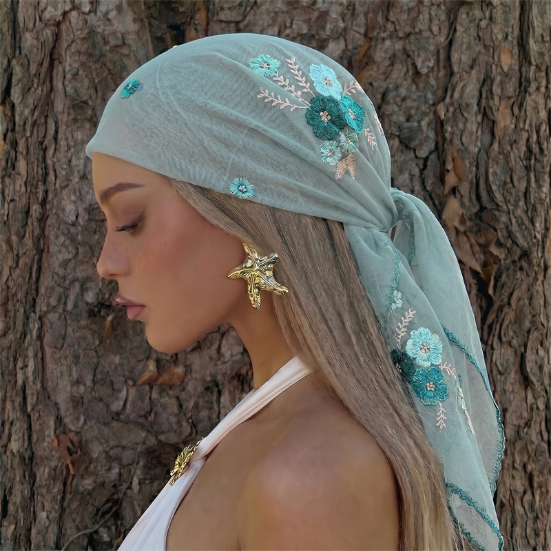 Lüks Şeffaf Örgü Şal Çiçek Nak - Embroidery Hijab incelemesi ve fiyatı