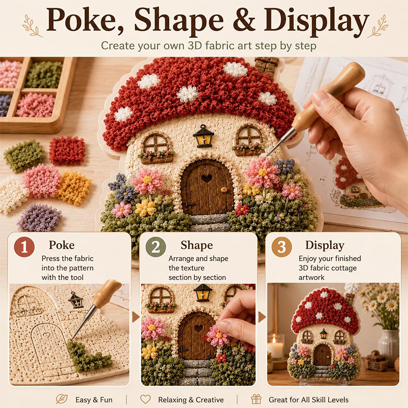 3D Mantar Ev Poke Art DIY Kiti - Embroidery A incelemesi ve fiyatı