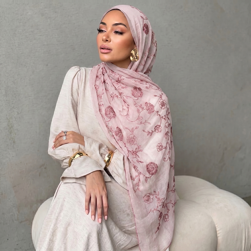 Çiçek Nakışlı Müslüman Başörtü - Embroidery Print incelemesi ve fiyatı
