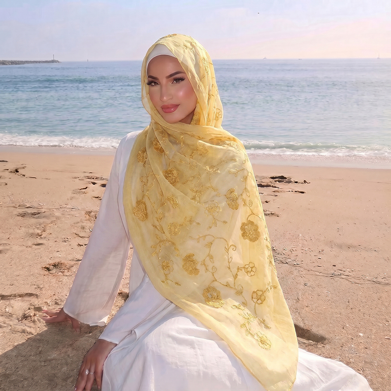 Çiçek Nakışlı Müslüman Başörtü - Embroidery Print incelemesi ve fiyatı