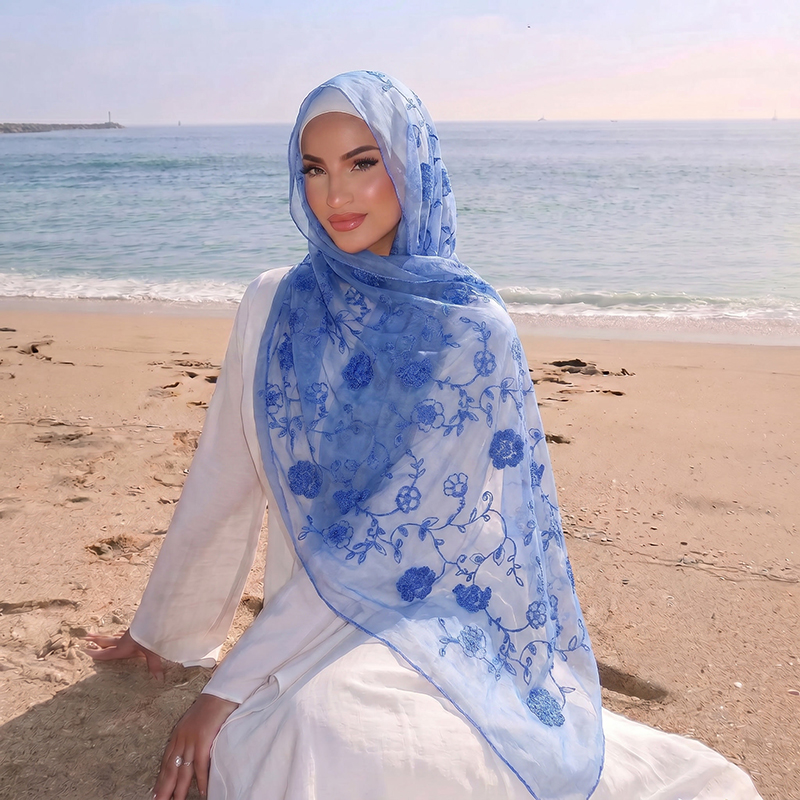 Çiçek Nakışlı Müslüman Başörtü - Embroidery Print incelemesi ve fiyatı